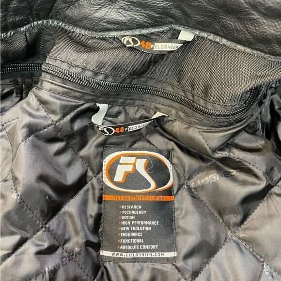 Fieldsheer Deuce Motorcycle Leather Jacket Men Size 48 Black - Picture 9 of 11